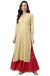 Janasya Women's Yellow Rayon Ethnic Motifs Straight Kurta