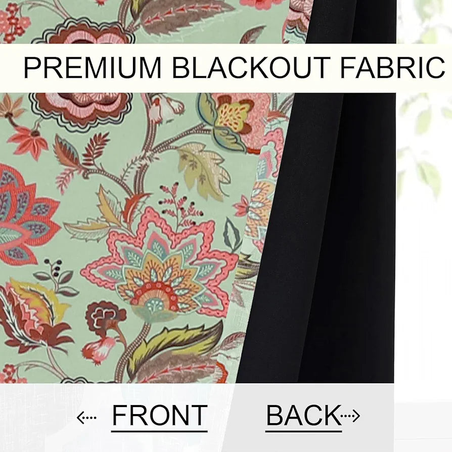 Cloth Fusion 100% Blackout Printed Premium Window Curtains 5 Feet Long Set of 2, Noise Reducing Blackout Curtains 5 Feet for Window with Grommet for Home Decor 