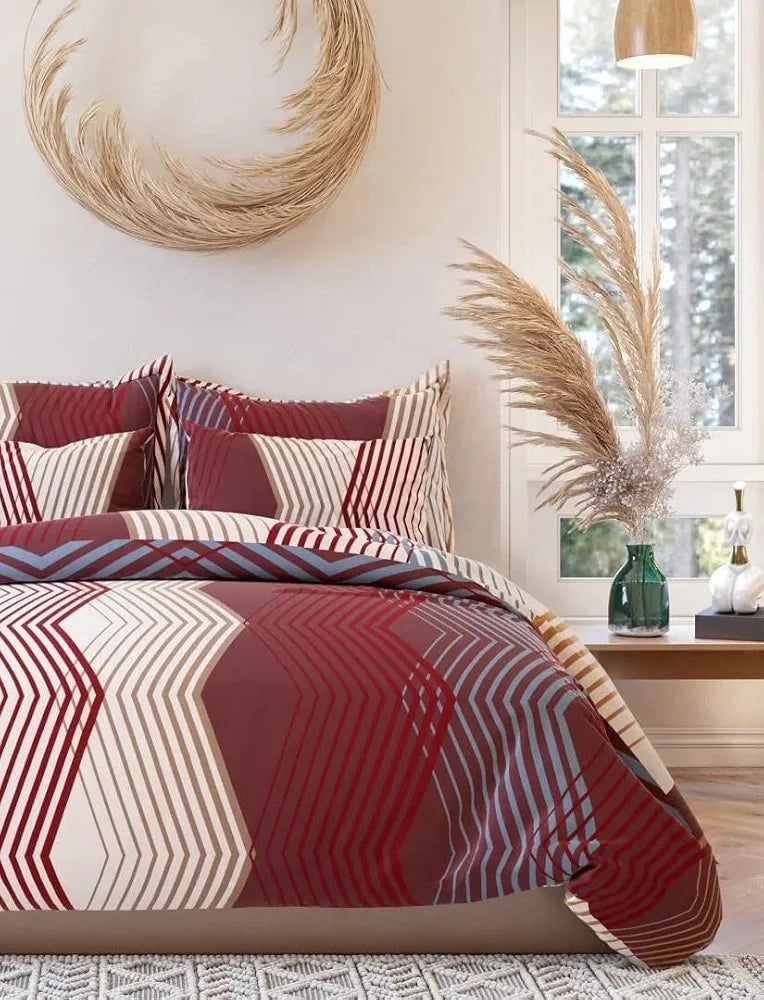 THE HOME STYLE Cotton Elastic Fitted All Around Printed King Size Double Bed Bedsheet Wih 2 Pillow Cover , 400 TC