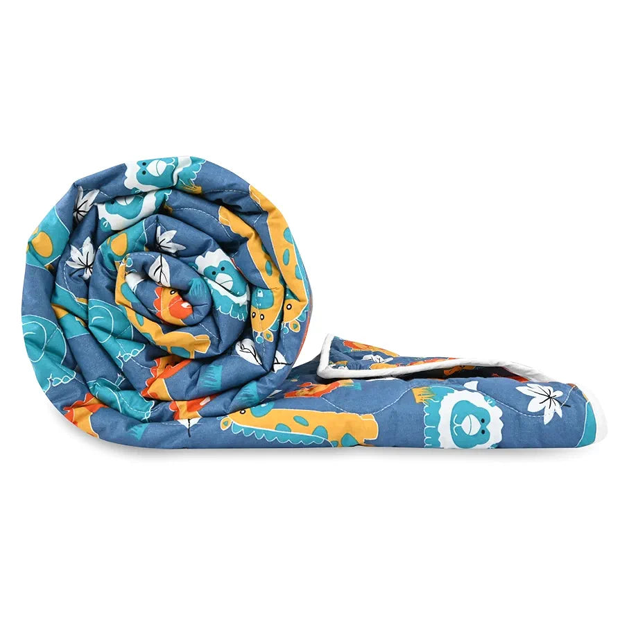 Divine Casa 120 GSM Cotton Single Bed Comforter | Soft & Lightweight Reversible All-Season Blanket | Cozy & Breathable Bedding for Adults | 230x 145 cm, Iris Deep