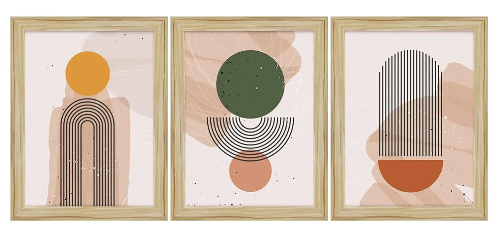 ArtX Paper Abstract Boho Wall Painting For Wall Decoration, Wall Painting For Living Room, Multicolor, Bohemian, 10.0 X 13.0 inches, 13.0 x 30 inches , Set of 3