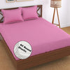 Fresh From Loom 240 TC Satin Striped Elastic Fitted Bed Sheets Bed Covers King Size Bed with Two Pillow Cover Pink