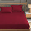 Homefab India 160 TC Stripe Glace Cotton Double BedSheet with 2 Pillow Covers Maroon