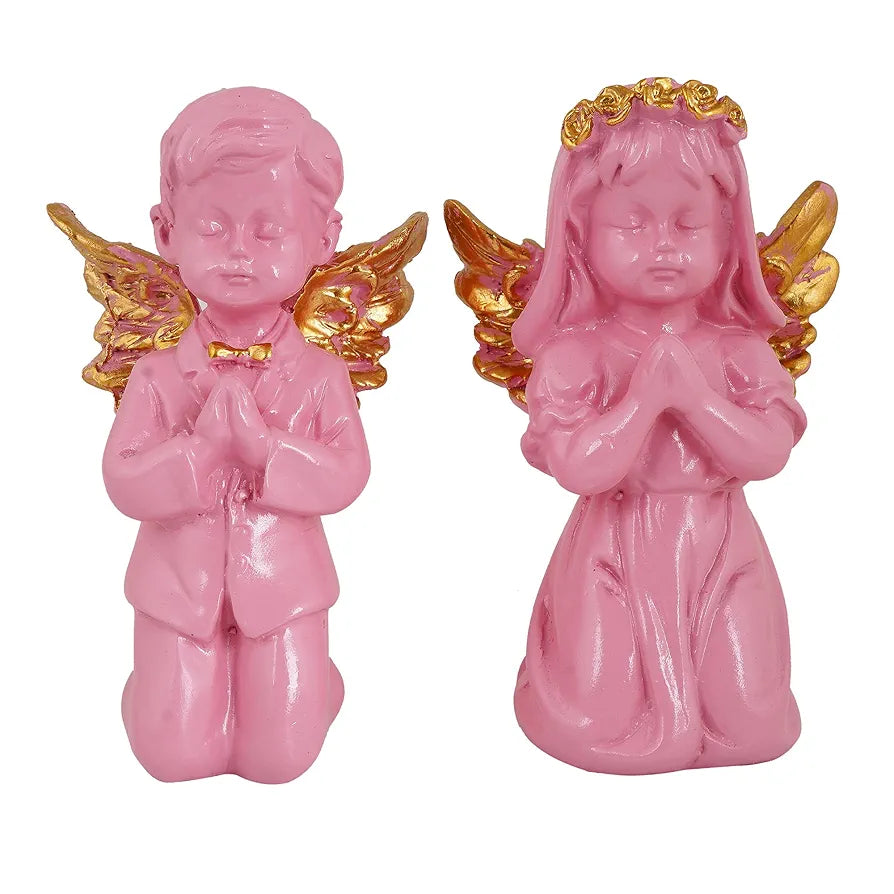 ZART Angel Girl & Wings Boy Sttaue for Home Décor Showpiece | Fairy Girl Statue for Home Décor Items 