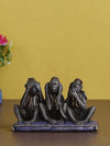 Ecraftindia Handcrafted Polyresin and Bronze Set of 3 Wise Monkeys Statues Animal Figurines Decorative Showpiece