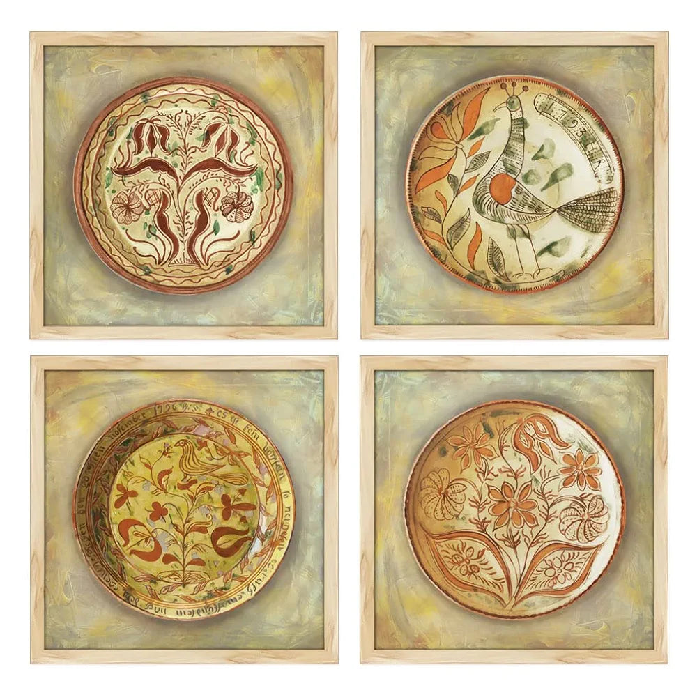 ArtX Paper Abstract Wall Art Painting, Framed Paintings For Home Office Decor 19 X 19 inches , 9.5 X 9.5 each, Multicolor Paintings With Frame, Set of 4 