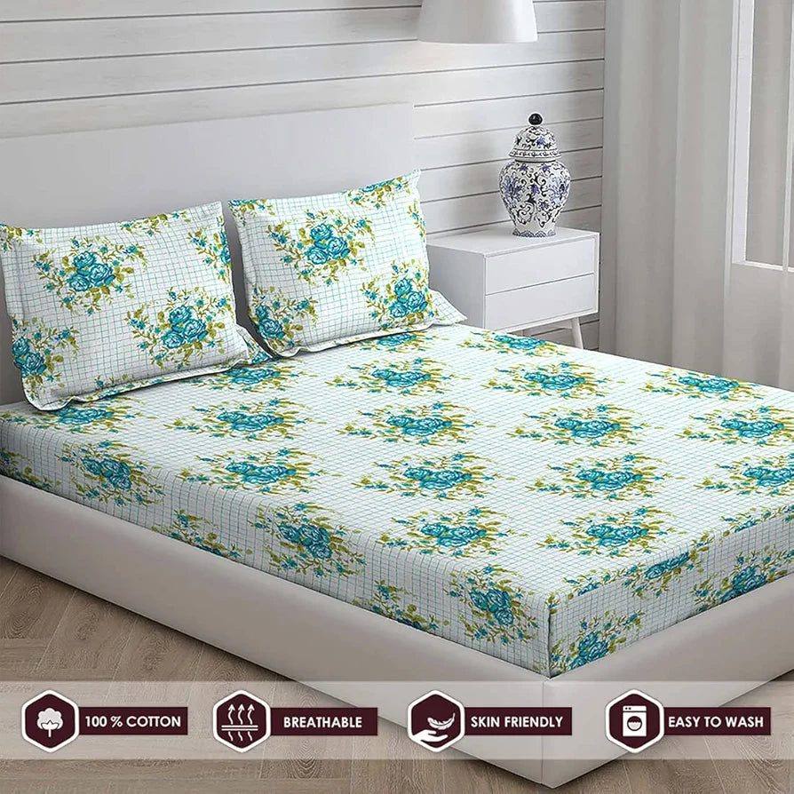 Layers California Bedsheet Set for All Seasons - Lightweight, Moisture Absorbent, Machine Washable & Easy to Care - 225 CVC - King Size 