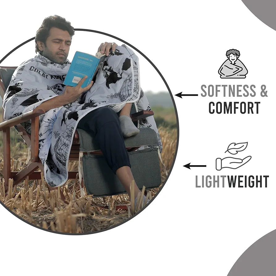 Divine Casa Microfibre Mild Winter 120 GSM Printed Reversible Single Bed Size Quilt Comforter Blanket - | TC - 120