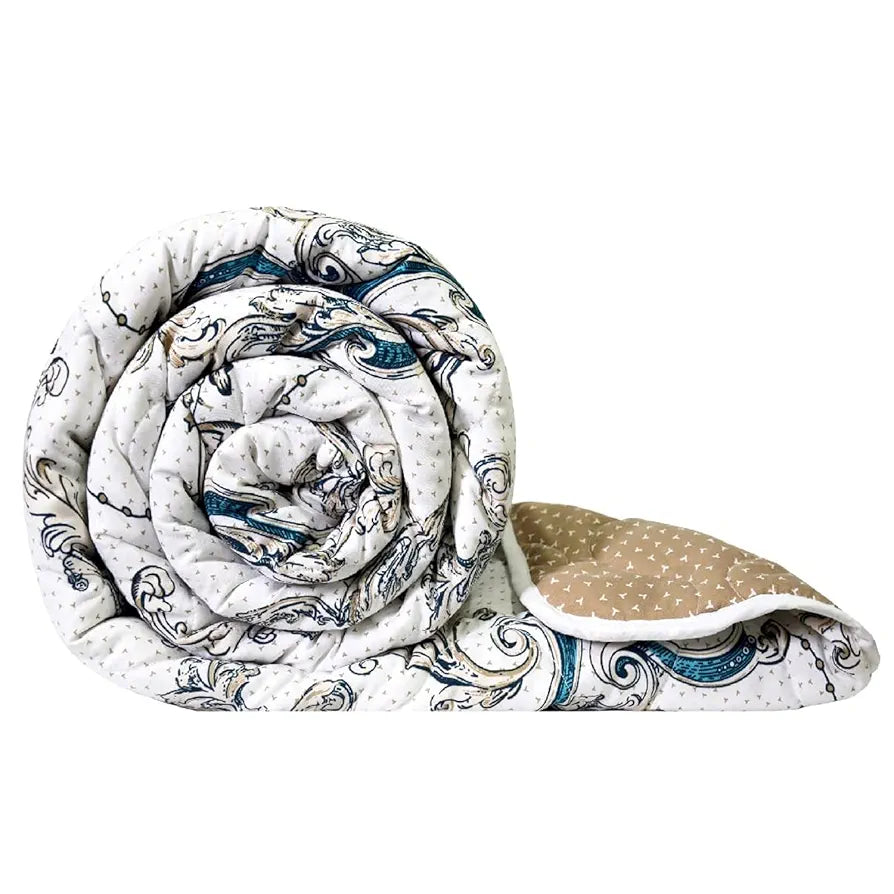 Divine Casa Microfibre All-Weather 150 GSM Printed Reversible Double Bed Size Quilt Comforter Blanket - 