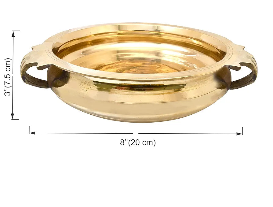 Two Moustaches Brass Urli Traditional Bowl Showpiece, Standard, Natural Brass, Antique Yellow, 1 Piece