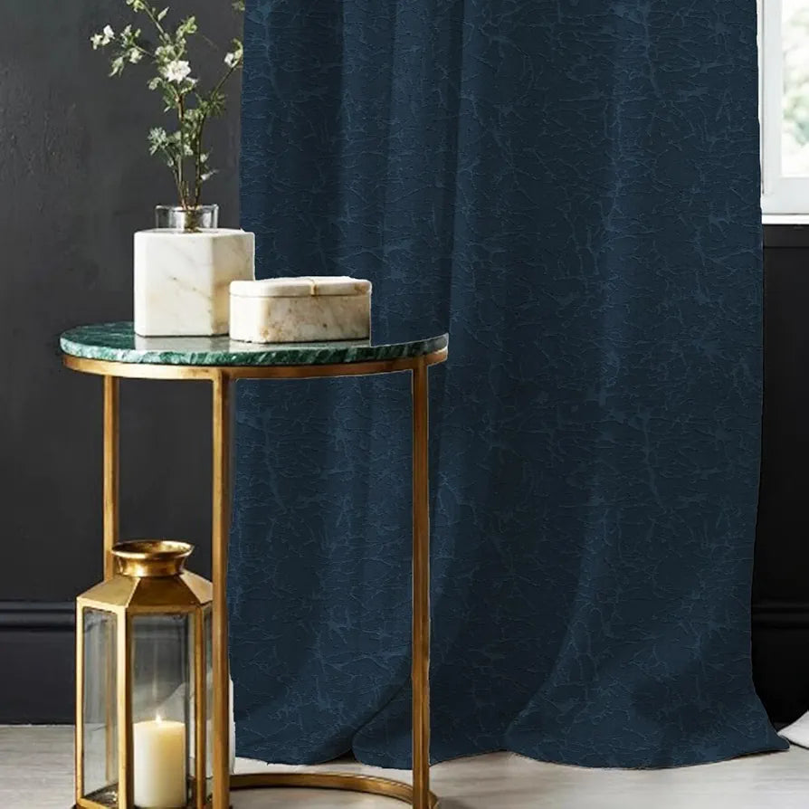 Urban Space Blackout Curtains for Door 7 Feet Long Set of 2, Embossed Abstract Design, 100% Light Blocking Blackout Curtain for Living Room, Curtains with Eyelets and Tieback 