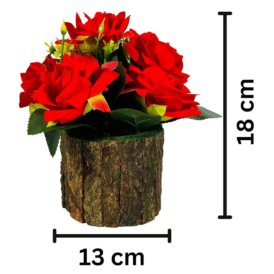 Dekorly Artificial Sunflowers, Rose, Anthurium Fake Flowers Potted Artificial Plants Decorative Artificial Flowers Indoors for Home Office | Natural Wooden Pot 