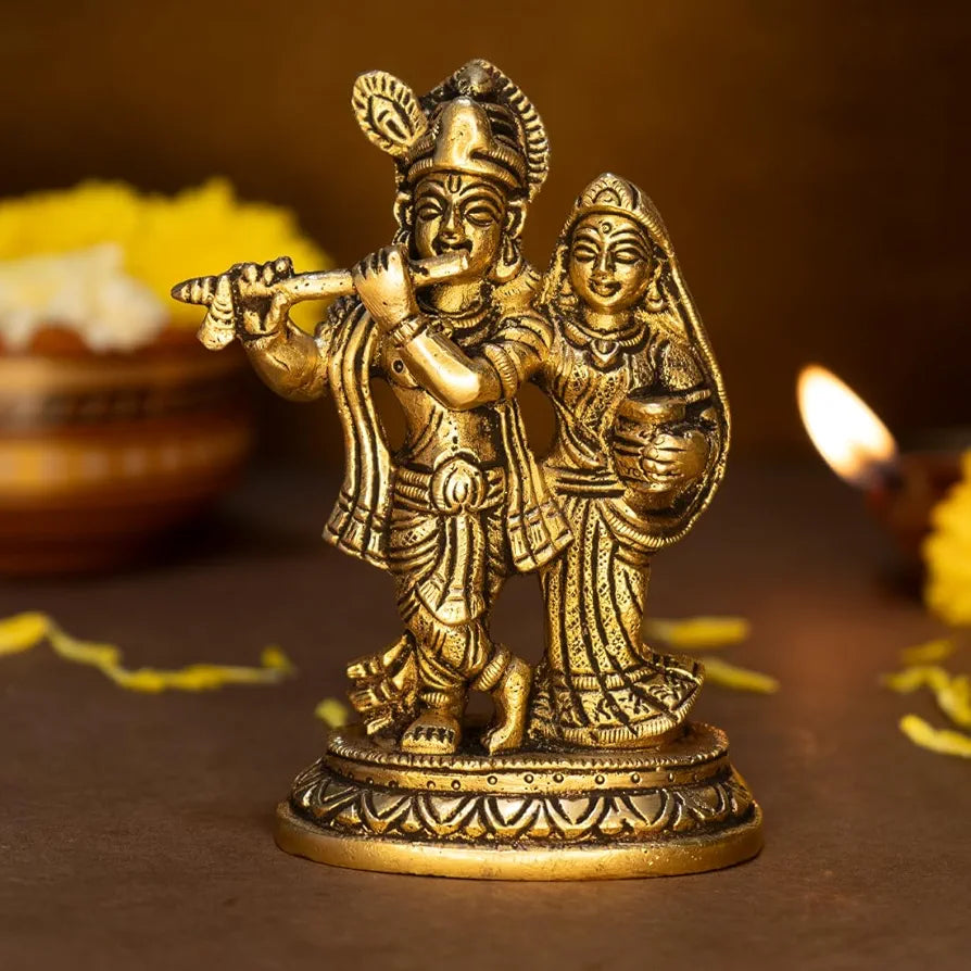Ekhasa 100% Pure Brass Radha Krishna Murti  | Radha Krishna Statue | Radha Krishna Idol for Gift | Radhe Krishna ki Murti for Pooja Room | Radha Krishna Idol for Home Decor
