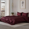 Stoa Paris Satin Comforter Double Bed with 300 TC 2 Pillow Covers Colour Velvet Wine
