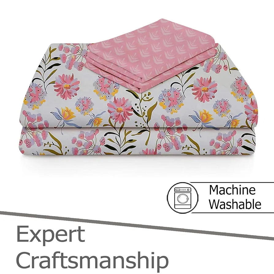 FRESH FROM LOOM Microfiber Soft Cotton Bedsheet for Single Bed | Bedsheet for Single Bed | 200 TC Hypoallergenic Bed Sheet with 1 Pillow Cover | Anti Fade,Printed 