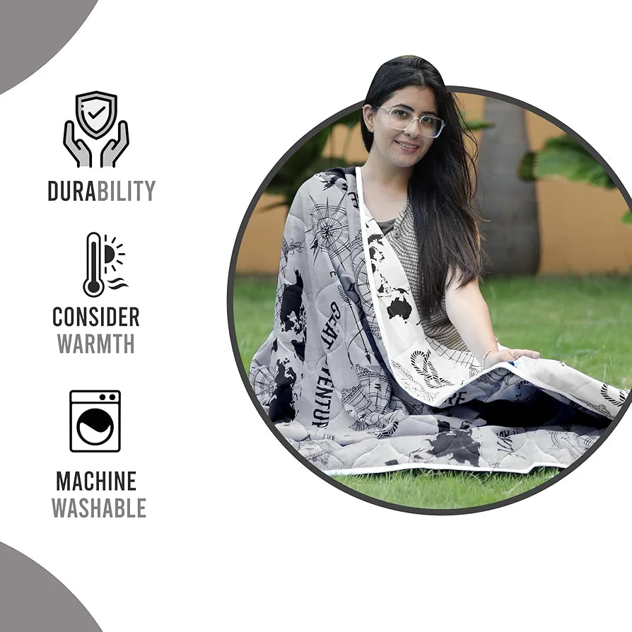 Divine Casa Microfibre Mild Winter 120 GSM Printed Reversible Single Bed Size Quilt Comforter Blanket - | TC - 120