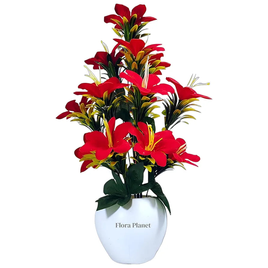 Flora Planet Artificial Plants for Home Decor & Office Decoration 1 Big Size Artificial Flowers Pot with vase, Artificial Flowers for Decoration ,Plastic,Multicolor