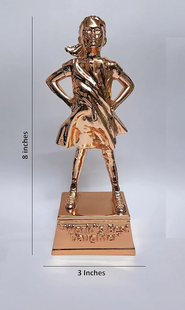 Gold Art India World's Best Daughter Figurine Rose Gold Plated | Girls Gifting for Birthday | Gift for Young Girl | Women's Day Gift | Study Table | Office Desk 