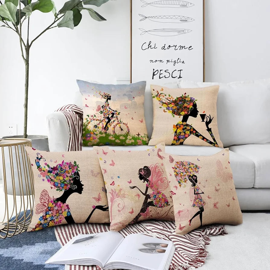 AEROHAVEN™ Set of 5 Multi Colored Decorative Hand Made Cotton Cushion Covers 12