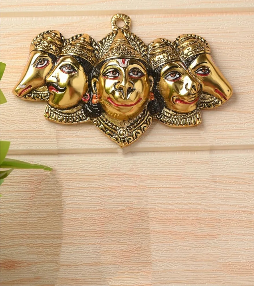 CHHARIYA CRAFTS Metal Panchmukhi Hanuman ji Murti Bajrangbali Idol Wall Door Entrance Statue for Home Decor Gift Item Protection from Evil Eye Decorative Showpiece - 10 cm?
