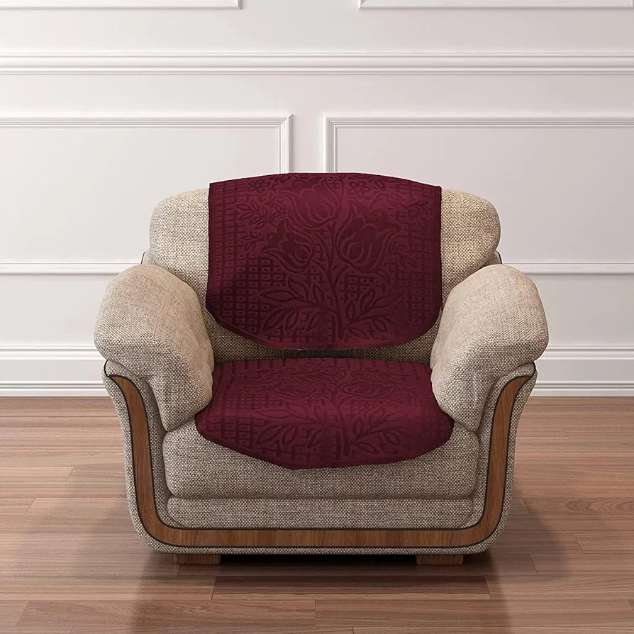 Cloth Fusion Italian Velvet Sofa Cover 5 Seater Set, Perfect Floral Embossed Sofa Cover 3 Seater and 2 Seater for Living Room 