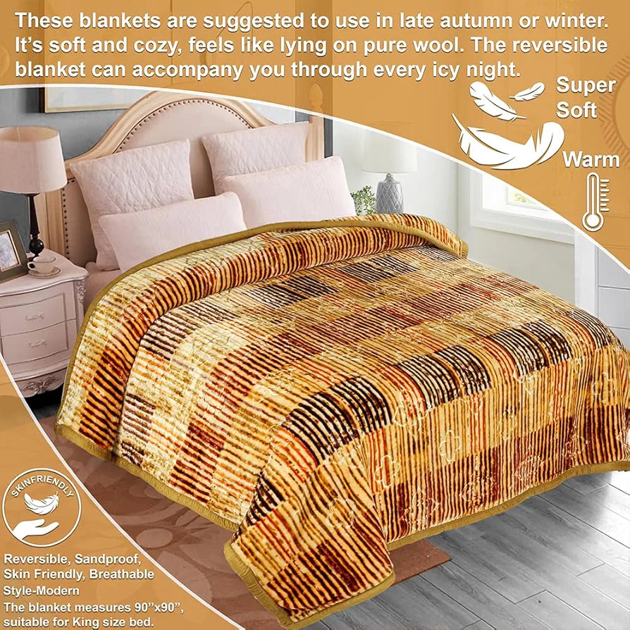 HOMEKART Super Printed Double Bed Blanket for Heavy Winter, Single Ply Mink Blanket King Size with 220 x 230 Cm – 3.5 Kg 