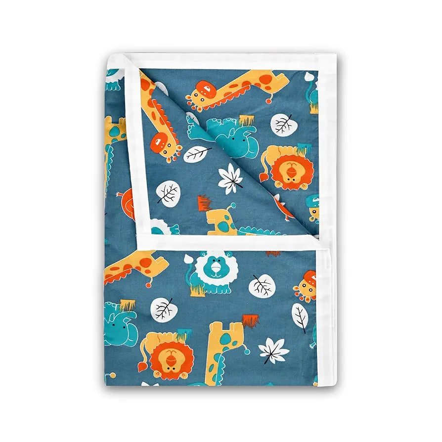 Divine Casa Pure Cotton Printed Single Dohar | 120 GSM | Soft & Lightweight Throw Blanket | Cozy & Breathable Bedding | All-Season Comfort | 210 x 140 CM, Iris Deep