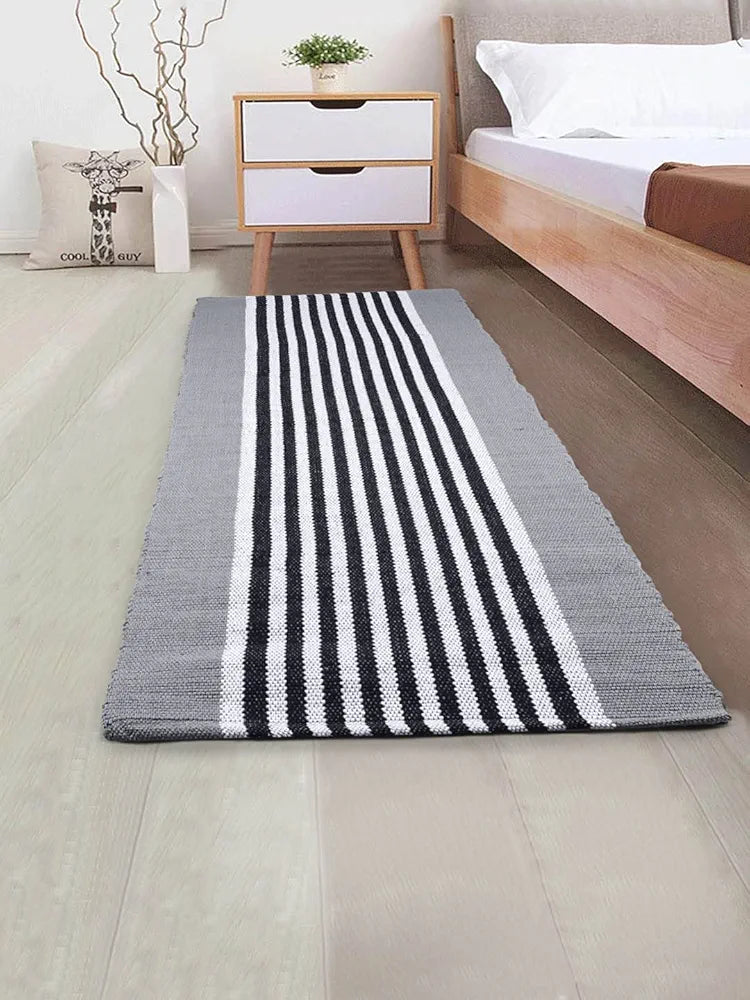 Saral Home Stripe Designer Soft Cotton Durable & Washable Multipurpose Runner for Home/Kitchen/Living Area/Lobby/Office with Anti Skid Backing 