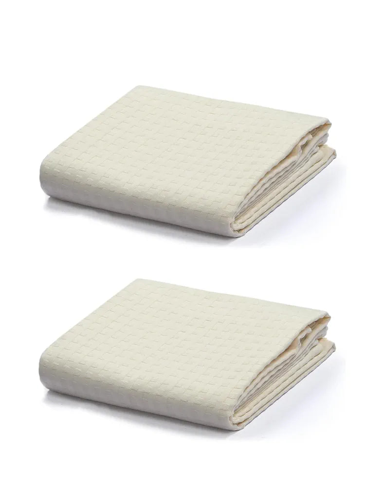 Saral Home Cotton Unique Waffle Design Throw/Sofacover (Pack of 2-140x125 cm Ivory