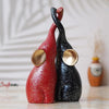 Ecraftindia Set of 2 Black & Red Cute Elephant Statues Animal Figurines Showpiece for Home Decor