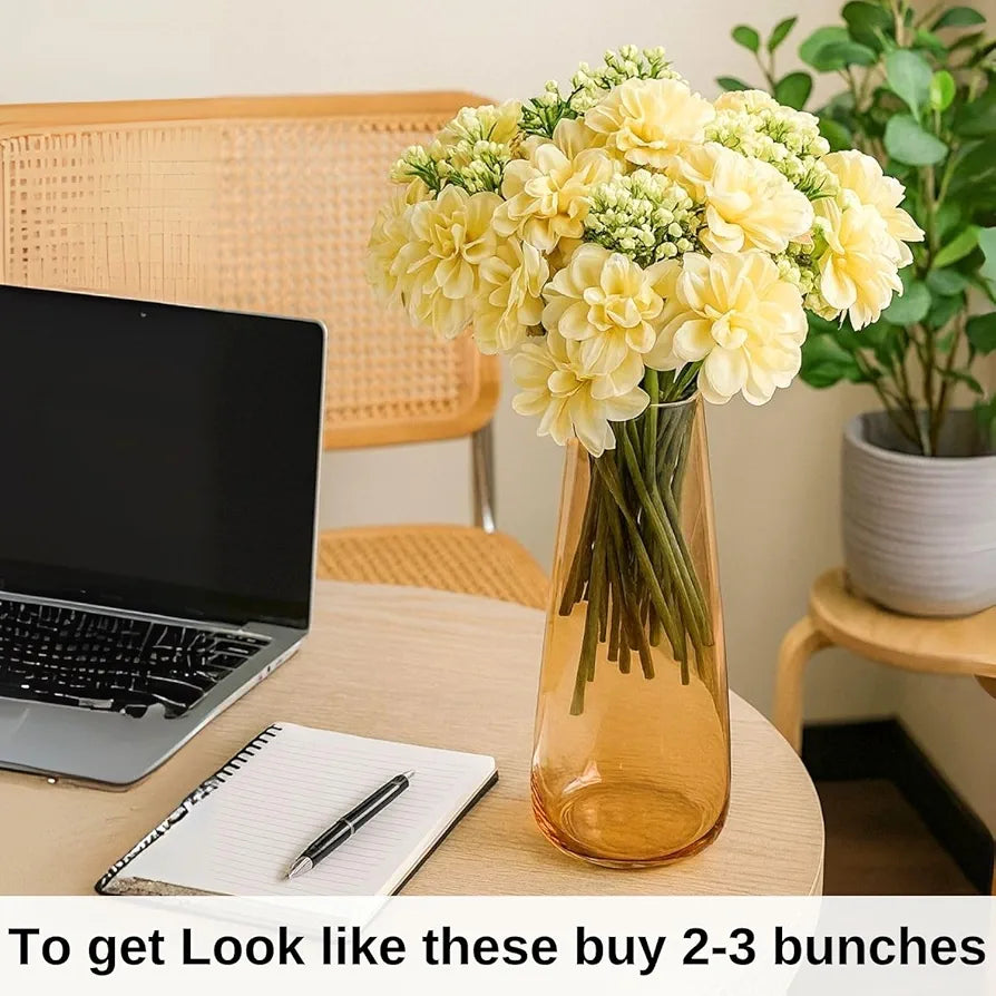 SATYAM KRAFT 1 Pcs Artificial Dahlia Flower Bunch – 7-Stem Faux Bouquet for Home, Office, Wedding & Party Decoration – Realistic Fabric Flower Arrangement  