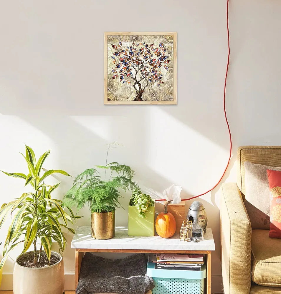 ArtX Paper Tree Wall Art Frame Painting, Multicolor, Abstract, 12.5 X 12.5 in, Set of 1