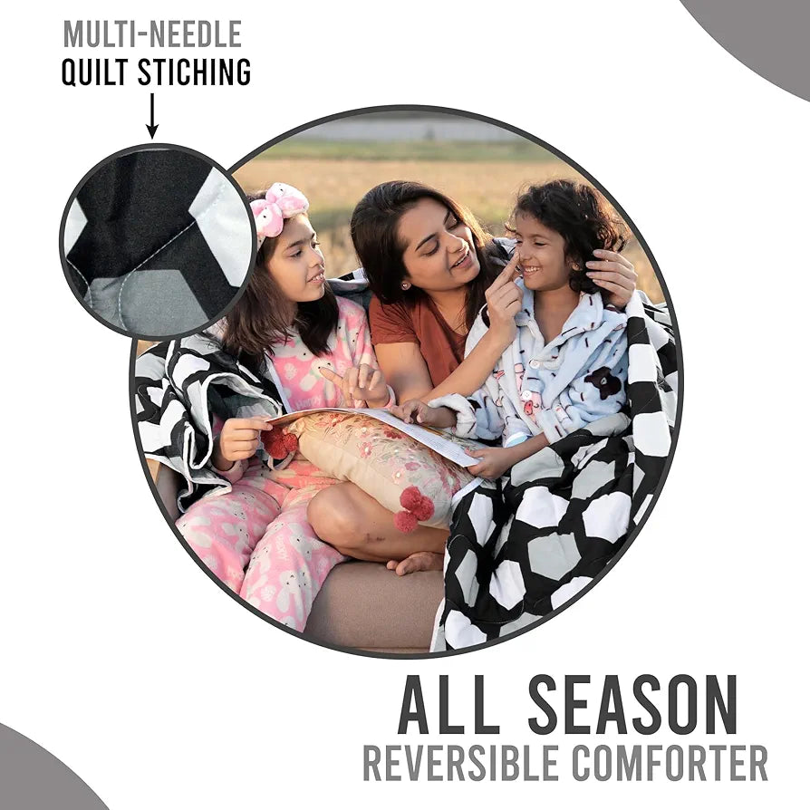 Divine Casa Microfiber 150 GSM Reversible Double Bed Comforter | Ultra Soft & Lightweight Blanket | Cozy & Breathable for All-Weather | 254 x 230 CM, Silver Grey