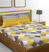 Huesland by Ahmedabad Cotton 144 Tc Cotton Double Bedsheet With 2 Pillow Covers - Yellow | Grey