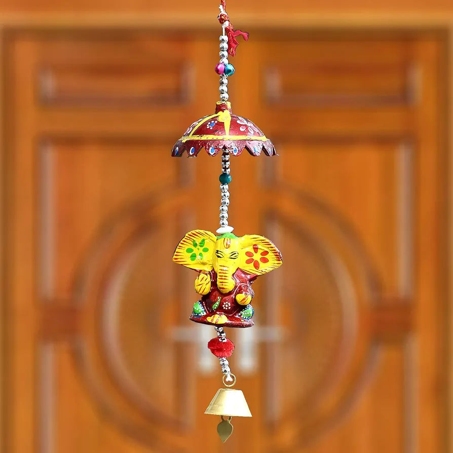 eCraftIndia Handcrafted Decorative Lord Ganesha Wall/Door/Window Hanging Bell