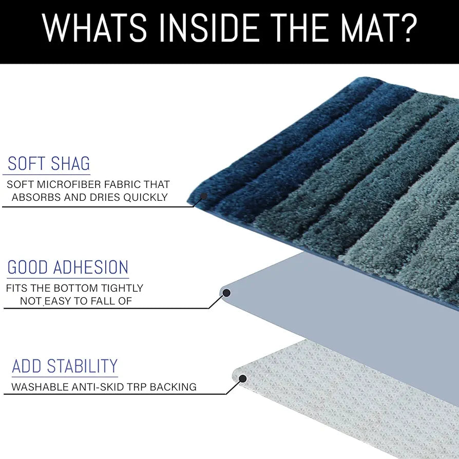 LUXE HOME INTERNATIONAL Microfiber Luxe Home Bath Mat Super Soft Anti Skid Luxury Mats Rugs for Bathroom, Bedroom  Pack of 2, Rectangular