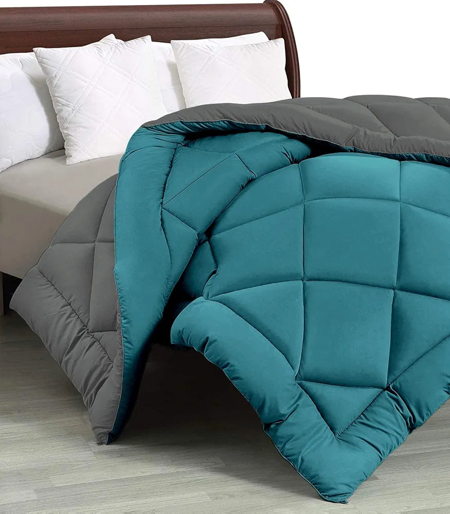 Cloth Fusion Reversible AC Comforter Single Bed 220 GSM,Soft Microfibre Quilt Blanket for Winter