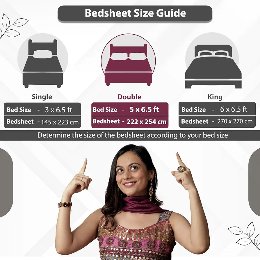 Divine Casa 144 TC Cotton Bedsheet for Double Bed with 2 Pillow Cover 