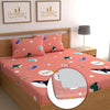 Dreamlet 180tc Cotton Feel All Around Elastic Fitted Bedsheets King Size for Double Bed With 2 Pillow Covers | Pink