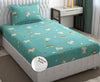 Fresh From Loom Elastic Printed Fitted Single Bed Bedsheet For Kids With One Pillow Cover Unicorn Small Single Blue 300 TC Teal