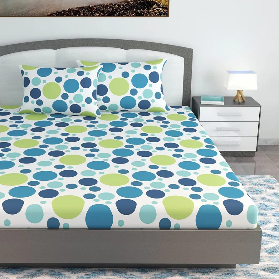 Divine Casa 100% Cotton 144 TC Bedsheet for Double Bed King Size Bedsheet with 2 Pillow Covers 