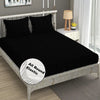 Fresh From Loom Satin Striped Soft Fitted Bedsheet King Size Bed with Two Pillow Cover Elastic 240 TC Black