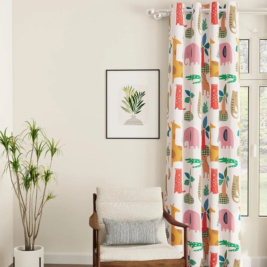 Urban Space Digital Printed Blackout Curtains for Door Bedroom,80-85% Room Darkening Blackout Kids Decorative Curtains,1 Piece Curtain with Eyelets and Tieback