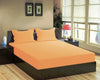 Trance Home Linen 100% Cotton 78x60 inch Queen Fitted 200TC Satin Stripe Elastic Fitted Bedsheet with 2 Pillow Covers Colour Peach
