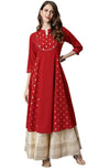 Janasya Women's Maroon Poly Crepe Kurta