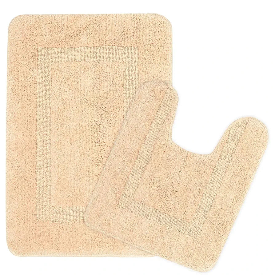 SARAL HOME EASY LIVING Cotton Anti Slip Bathmat Set with Contour- 