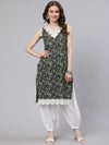 AKS Ethnic Motifs Printed Lace Detail Pure Cotton Straight Kurta