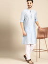 Anouk Men Blue & Golden Printed Regular Kurta with Pyjamas