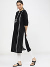 Vishudh Women Black & White Ethnic Motifs Printed Cotton Kurta