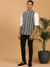 Vastramay Men Woven Design Chikankari Cotton Nehru Jacket